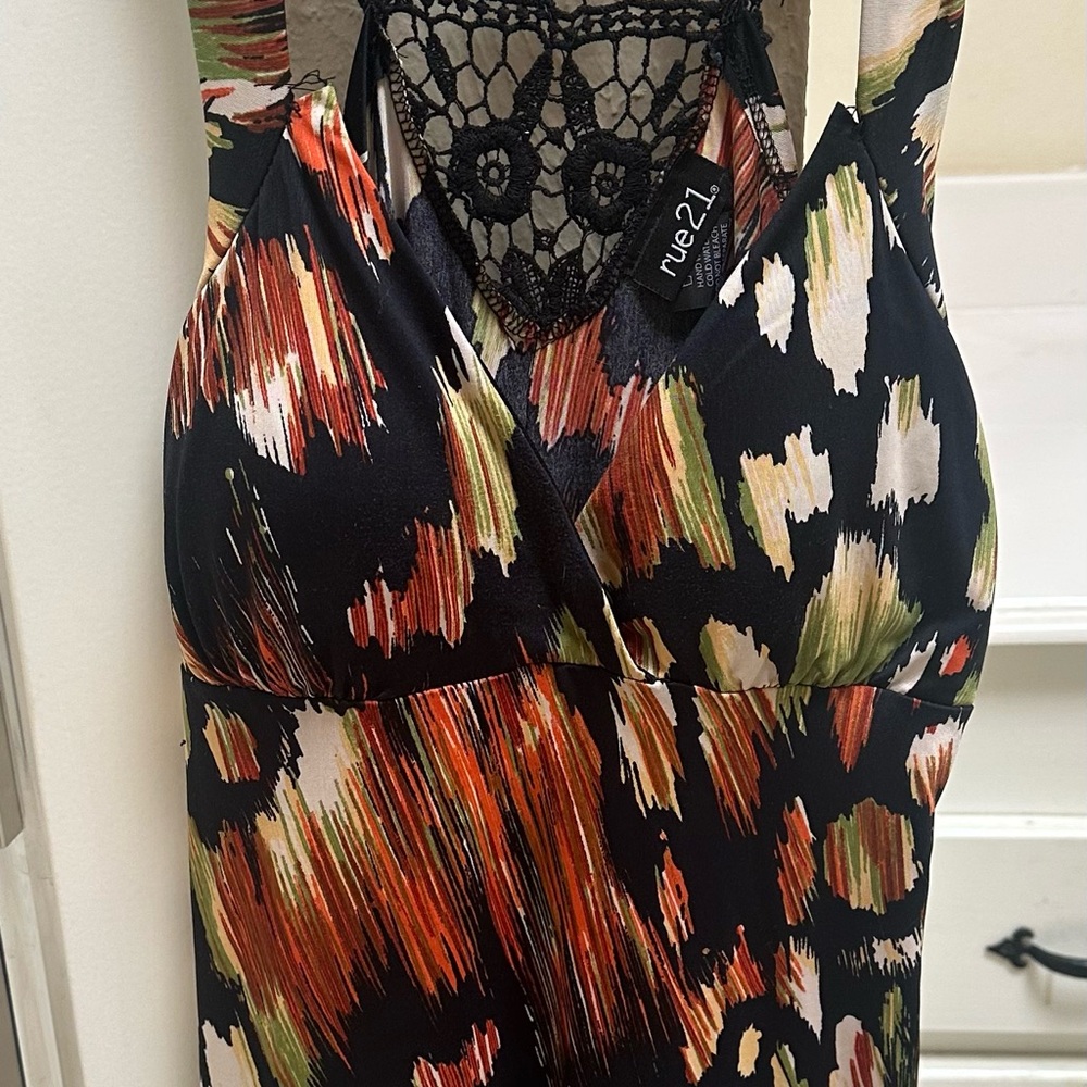 Rue21 Black and Orange Patterned Camisole